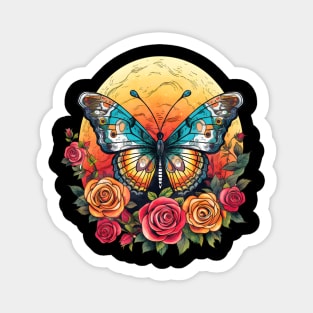 Flutter & Bloom: Butterfly Dancing with Flowers Sticker